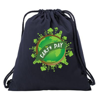 Earth Day Nature Globe Drawstring Bag