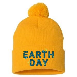 Earth Day Nature Pom Pom 12in Knit Beanie