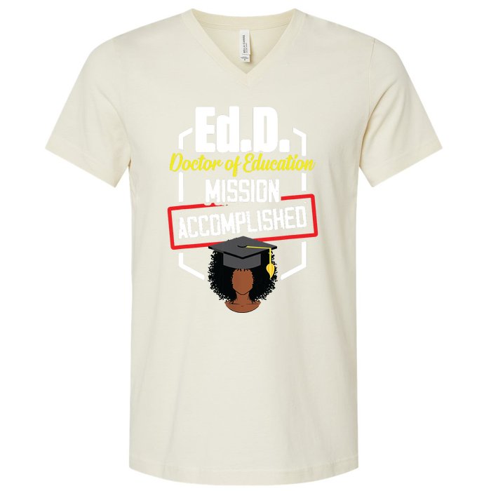 EdD Doctor Of Education Accomplish Doctorate Graduation V-Neck T-Shirt