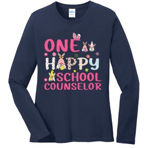 Easter Day One Hoppy School Counselor Teacher School Ladies Long Sleeve Shirt