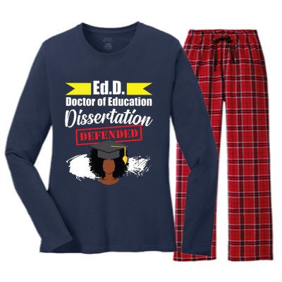 Edd Doctor Of Education Defended Doctorate Graduation Women's Long Sleeve Flannel Pajama Set 