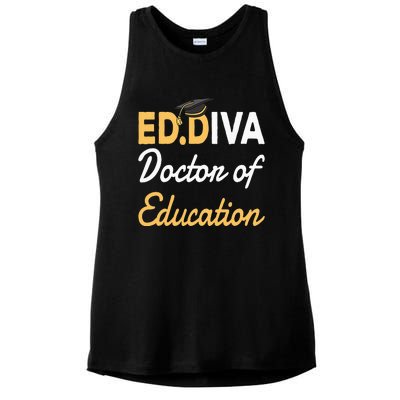 EdD Doctor Of Education Ed.D Diva Doctoral Degree Ladies PosiCharge Tri-Blend Wicking Tank