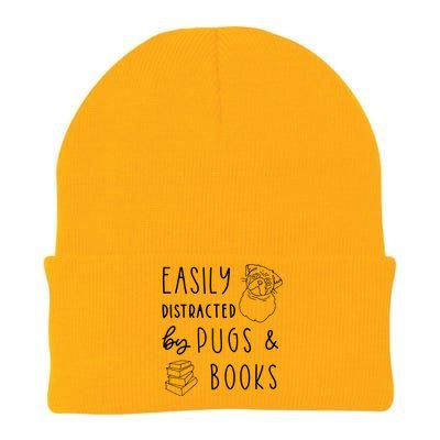 Easily Distracted Pugs Books Shirts Pug Lover Tee Book Knit Cap Winter Beanie