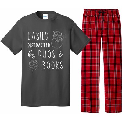 Easily Distracted Pugs Books Shirts Pug Lover Tee Book Pajama Set