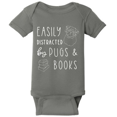 Easily Distracted Pugs Books Shirts Pug Lover Tee Book Baby Bodysuit