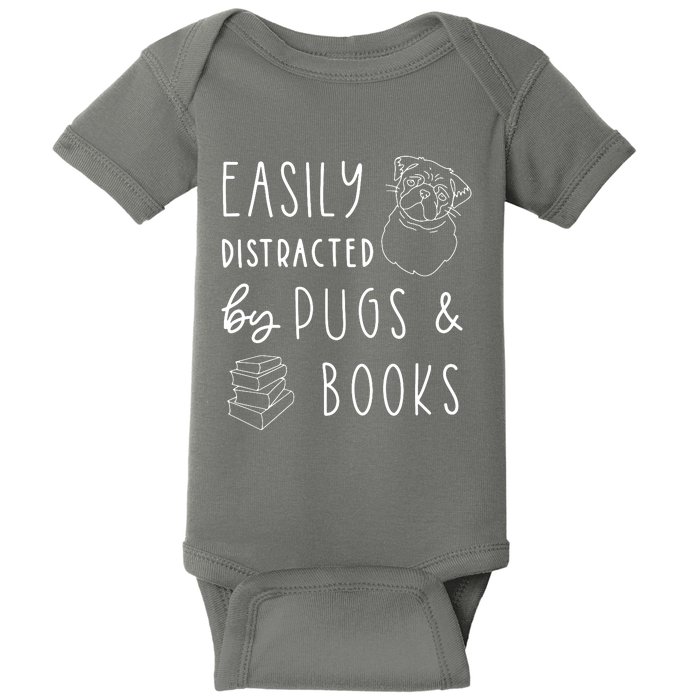 Easily Distracted Pugs Books Shirts Pug Lover Tee Book Baby Bodysuit