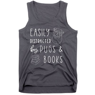 Easily Distracted Pugs Books Shirts Pug Lover Tee Book Tank Top