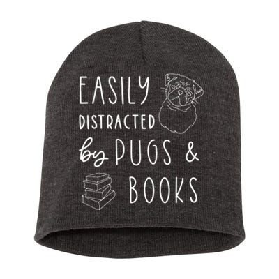 Easily Distracted Pugs Books Shirts Pug Lover Tee Book Short Acrylic Beanie