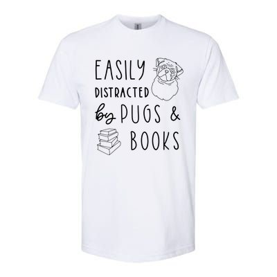 Easily Distracted Pugs Books Shirts Pug Lover Tee Book Softstyle® CVC T-Shirt