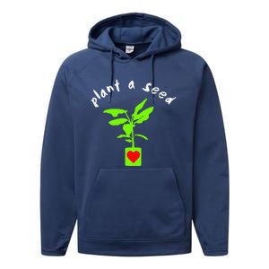 Earth Day Plant A Seed Tree Planting Performance Fleece Hoodie