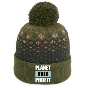 Earth Day Planet Over Profit Climate Change Gift The Baniff Cuffed Pom Beanie