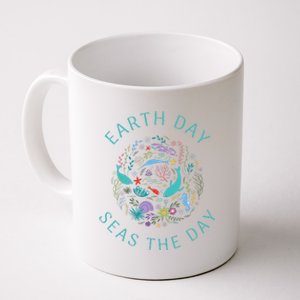 Earth Day Pun Seas The Day Sea Marine Life Whimsical Doodle Coffee Mug