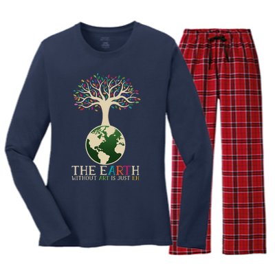 Earth Day Pun The Earth Without Art Is Just Eh Women's Long Sleeve Flannel Pajama Set 