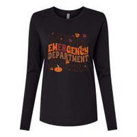 Emergency Department Pumpkin Fall Thanksgiving Womens Cotton Relaxed Long Sleeve T-Shirt