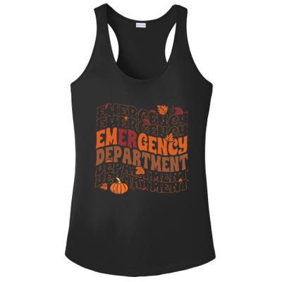 Emergency Department Pumpkin Fall Thanksgiving Ladies PosiCharge Competitor Racerback Tank