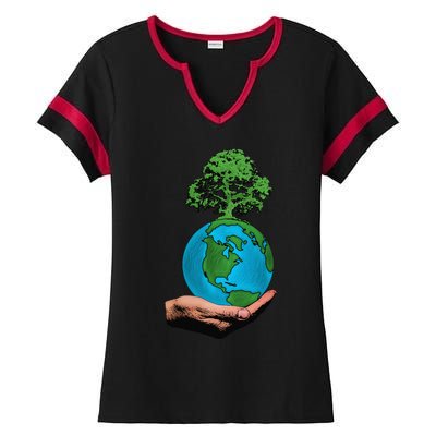 Earth Day Protect Green Environment Ladies Halftime Notch Neck Tee