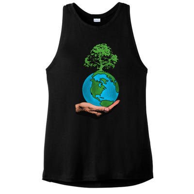 Earth Day Protect Green Environment Ladies PosiCharge Tri-Blend Wicking Tank