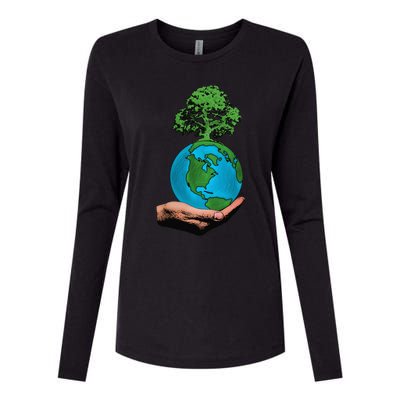 Earth Day Protect Green Environment Womens Cotton Relaxed Long Sleeve T-Shirt