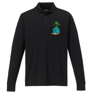 Earth Day Protect Green Environment Performance Long Sleeve Polo