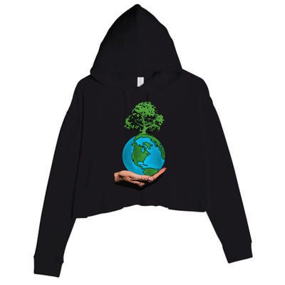 Earth Day Protect Green Environment Crop Fleece Hoodie