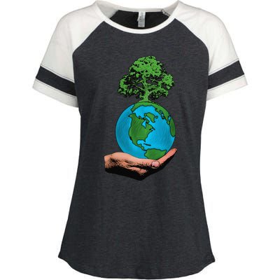 Earth Day Protect Green Environment Enza Ladies Jersey Colorblock Tee