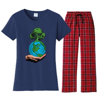 Earth Day Protect Green Environment Women's Flannel Pajama Set