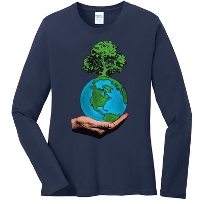 Earth Day Protect Green Environment Ladies Long Sleeve Shirt