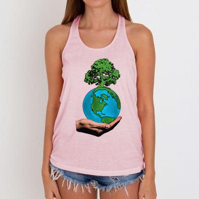 Earth Day Protect Green Environment Women's Knotted Racerback Tank