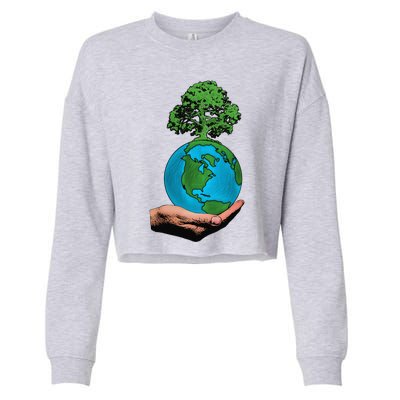 Earth Day Protect Green Environment Cropped Pullover Crew