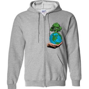 Earth Day Protect Green Environment Full Zip Hoodie