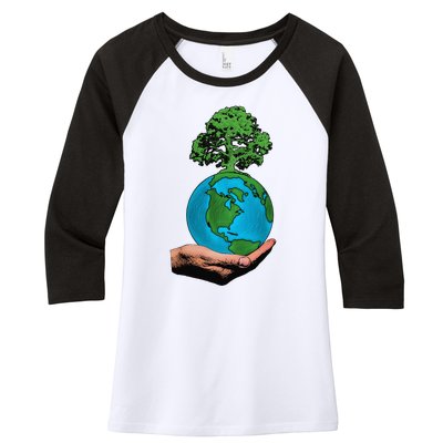 Earth Day Protect Green Environment Women's Tri-Blend 3/4-Sleeve Raglan Shirt