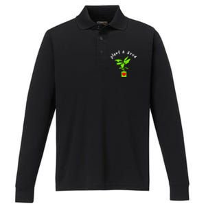 Earth Day Plant A Seed Tree Planting Performance Long Sleeve Polo