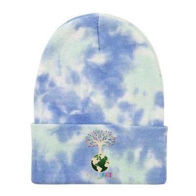 Earth Day Pun The Earth Without Art Is Just Eh Tie Dye 12in Knit Beanie