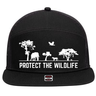 Earth Day Protect The Wildlife Safari Animal Conservancy Nature 7 Panel Mesh Trucker Snapback Hat