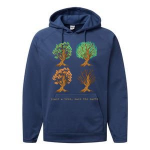 Earth Day Plant A Tree Save The Earth Love The Planet Retro Cute Gift Performance Fleece Hoodie