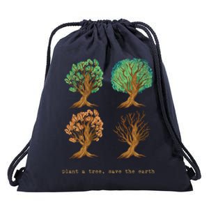 Earth Day Plant A Tree Save The Earth Love The Planet Retro Cute Gift Drawstring Bag