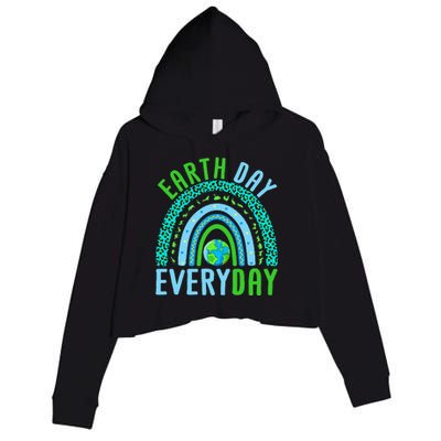 Every Day Planet Earth Rainbow Environment Earth Day Crop Fleece Hoodie