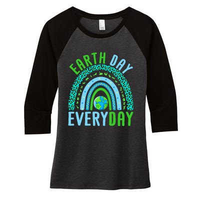 Every Day Planet Earth Rainbow Environment Earth Day Women's Tri-Blend 3/4-Sleeve Raglan Shirt