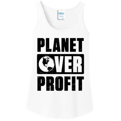 Earth Day Planet Over Profit Environmental Climate Change Ladies Essential Tank