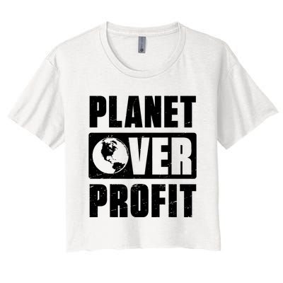 Earth Day Planet Over Profit Environmental Climate Change Women's Crop Top Tee