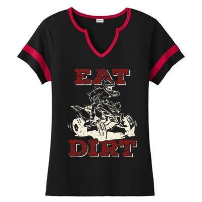 Eat Dirt Quad Biker Gift ATV Four Wheeler Quad Bike Lover Ladies Halftime Notch Neck Tee