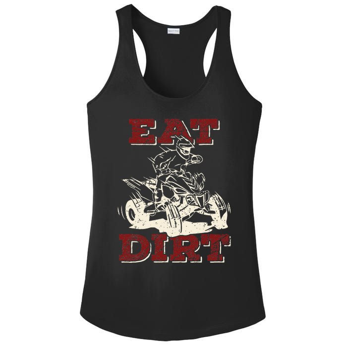 Eat Dirt Quad Biker Gift ATV Four Wheeler Quad Bike Lover Ladies PosiCharge Competitor Racerback Tank