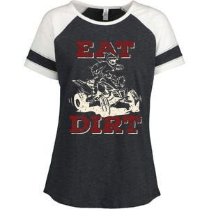 Eat Dirt Quad Biker Gift ATV Four Wheeler Quad Bike Lover Enza Ladies Jersey Colorblock Tee