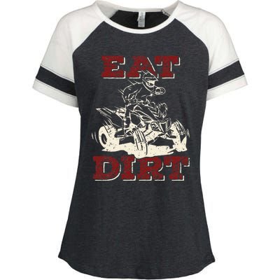 Eat Dirt Quad Biker Gift ATV Four Wheeler Quad Bike Lover Enza Ladies Jersey Colorblock Tee