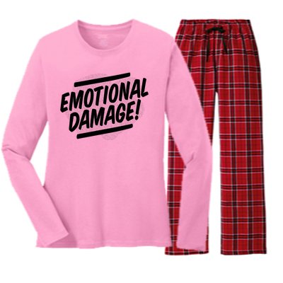 Emotional Damage Quote Women's Long Sleeve Flannel Pajama Set 