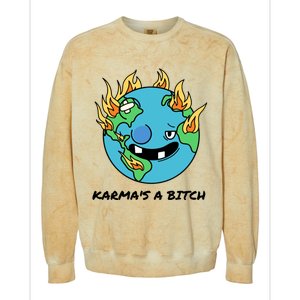 Earth Day Retrograde Humor Karma's A Bitch Meaningful Gift Colorblast Crewneck Sweatshirt