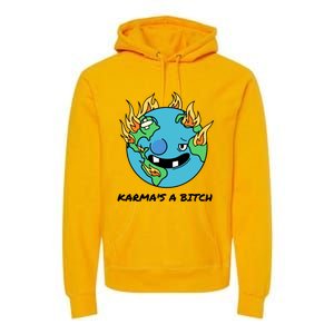 Earth Day Retrograde Humor Karma's A Bitch Meaningful Gift Premium Hoodie