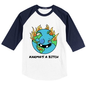 Earth Day Retrograde Humor Karma's A Bitch Meaningful Gift Baseball Sleeve Shirt