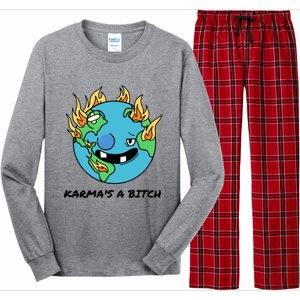 Earth Day Retrograde Humor Karma's A Bitch Meaningful Gift Long Sleeve Pajama Set