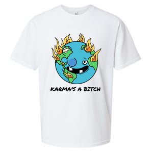 Earth Day Retrograde Humor Karma's A Bitch Meaningful Gift Sueded Cloud Jersey T-Shirt